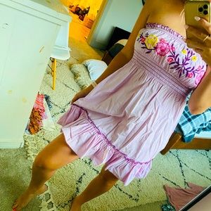 Floral Embroidered Strapless Sundress